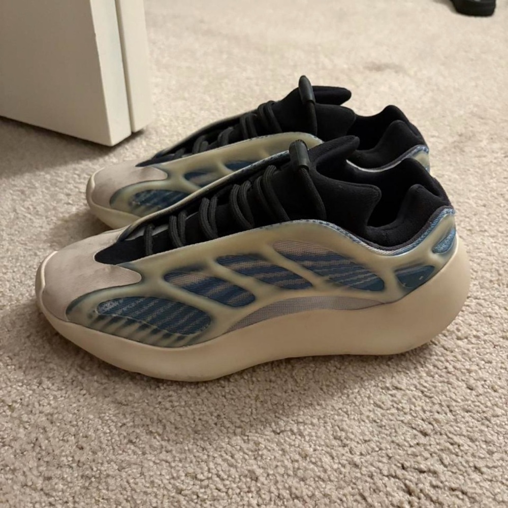 Yeezy Sneakers in Black, Cream, and Blue